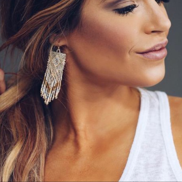 Vici Frenzy Jewelry - Earrings Beaded tassel Ivory